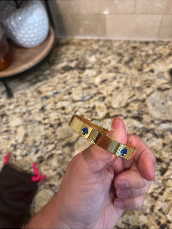 kate spade Jewelry - kate spade Gold-Tone Bangle with Blue Heart Accents